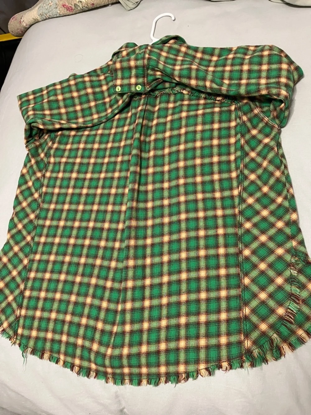 BDG Green Plaid Flannel Shirt with Tan Accents - Picture 6 of 6